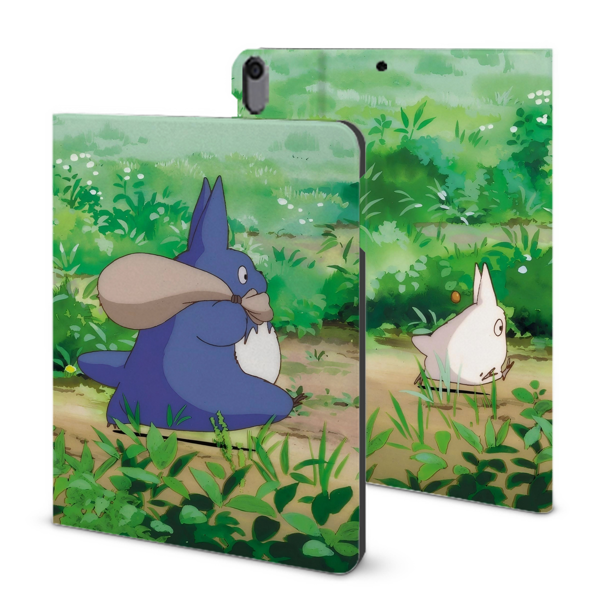 （画像用） となりのトトロ 草壁メイ 草壁サツキ My Neighbor Totoro Satsuki Kusakabe Mei Kusakabe IPad ケース ブック型 PUレザー TPU 耐衝撃 軽量 薄型 ペン収納なし 全面保護 IPad 各モデル対応